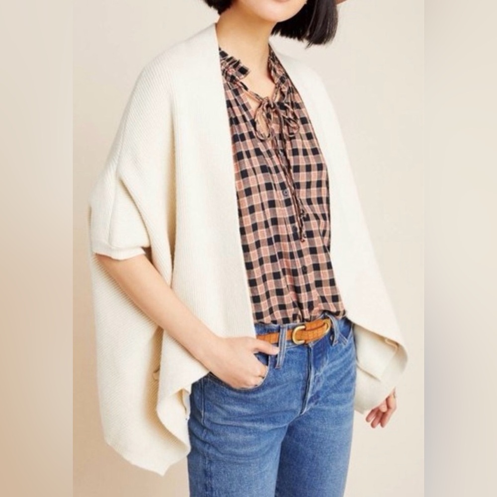 Anthropologie Akemi + Kin Open Front Knit Cardigan in Cream (One Size)